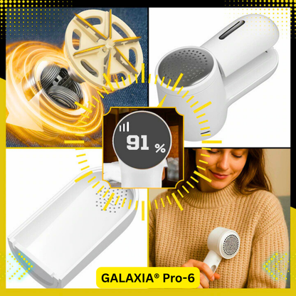 Aparat de curățat scame GALAXIA® Pro-6, 6 Lame Inox, Afișaj LED, 3 Viteze, Reîncărcabil USB-C, Alb