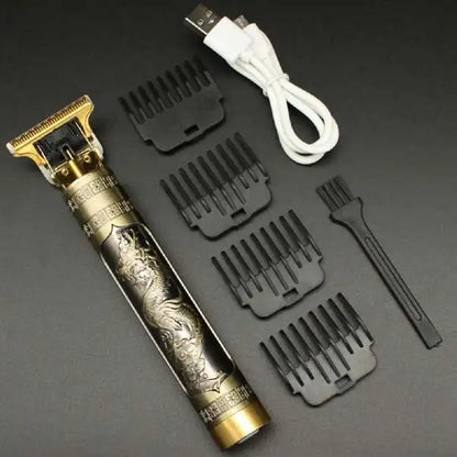 Trimmer Profesional Gaea T9, Zero-Gap Edition, Motor High-Torque, Gold Vintage